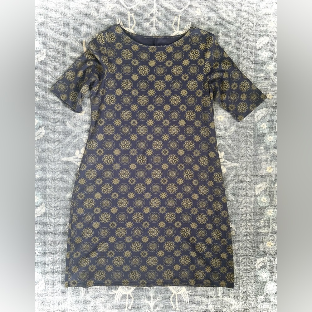 Fair Indigo Navy T-Shirt dress with Mandala print